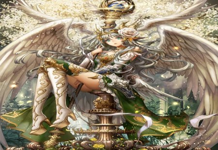 Angel Valkyrie - anime girl, female, hot, angel, cool, angel valkyire, high heels, valkyrie, wings, princess, sexy