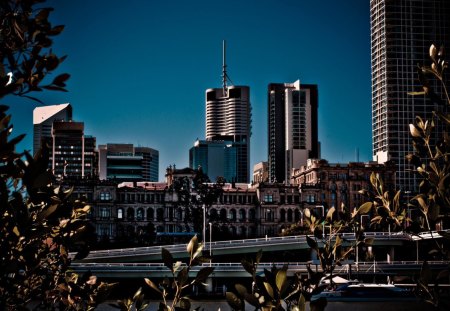 great city view of new and old - view, trees, city, old, new