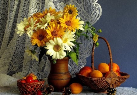 *** Still Life *** - kwiaty, martwa, owoce, natura