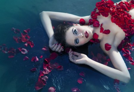 Rose Petals - woman, rose, flower, petals