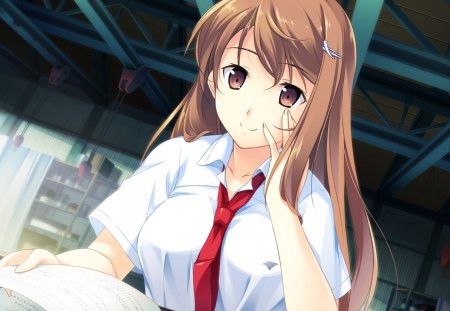 Amane Mochizuki - amane mochizuki, anime, anime school girl, white, anime girl, kono oozora ni tsubasa wo hirogete