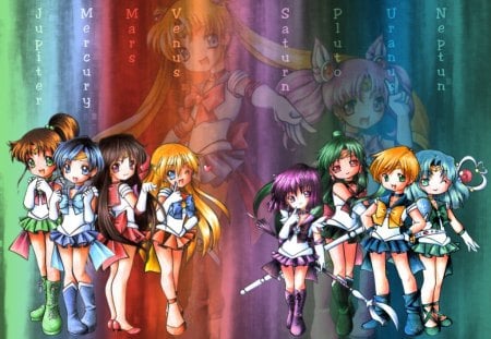 Sailor Scouts - moon, women, cute, colors