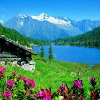 House near the mountain lake