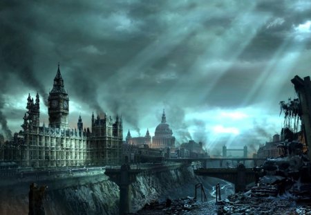 Hellgate, London - sky, london, buildings, nature, big ben, beautiful, clouds, hellgate, architecture, monuments