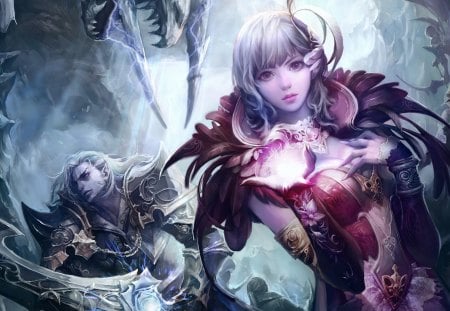 Aion - beauty, woman, girl, warrior, knight, fantasy, war, aion, game, pink, boy, man