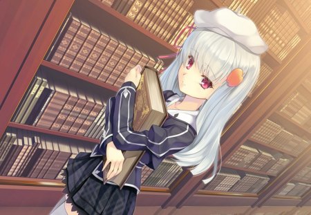 Wikipe - wikipe, anime, anime school girl, anime girl, blue, book