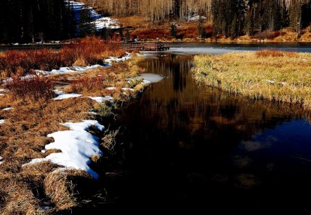 Landing Place - river, snow, water, landing place, meltdown, spring