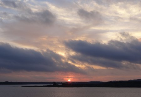 River Sunrise - water, sunrise, clouds, river