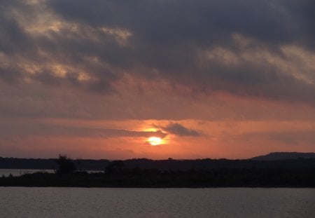 Sunrise - sky, clouds, river, sun, sunrise