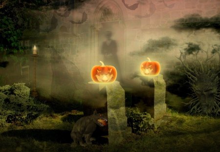 â™¥     Haunted Place     â™¥ - moon, bats, creepy, candles, monster, haunted, night, darkness, halloween, spooky, jack-o-lantern