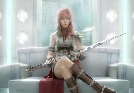 Final Fantasy - abstract, fantasy, warrior, beautiful, girl