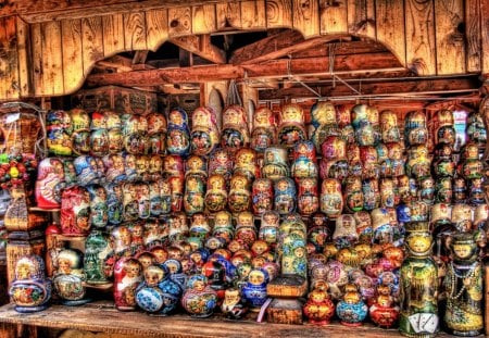 wonderful matrushka dolls hdr - hdr, dolls, display, colorful