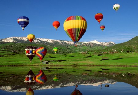 Balloons - water, colors, sky, balloons