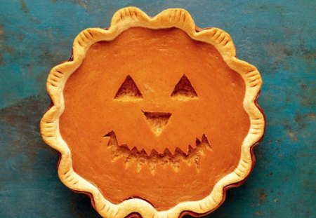 Pumpkin pie - autumn, pumpkin, funny, ginger, pie, face, halloween, orange, sweet, dessert, food, cute