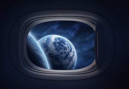 a view from spaceship - space, shuttle, spaceship, view, planet