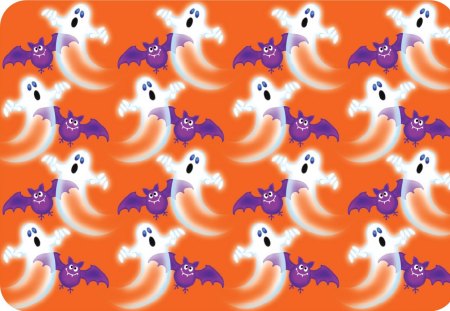 GHOSTS AND BATS - white, ghost, purple, bats, placemat