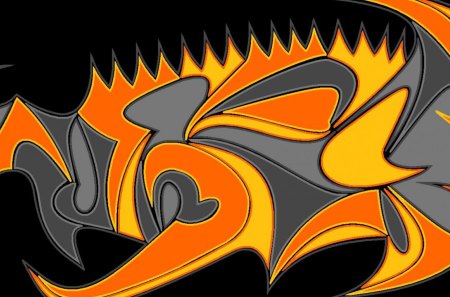 Tribal Fish - black, hot, orange, fish, tribal