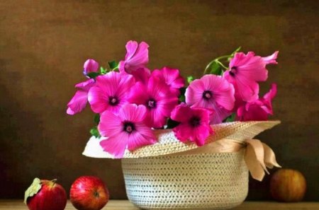 Hat of Pink Blossoms - abstract, hat, pink, flowers, photo, still life