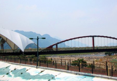 Bridge - bridge, mountain, trail, river bed