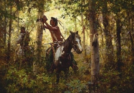 NATIVE AMERICAN Collecting maple sap - sap, native american people, maple, birchbark