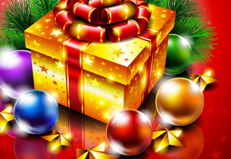 Merry Christmas - new year, beauty, xmas, gift, magic, colorful, magic christmas, balls, box, pretty, ribbon, gifts, ball, christmas gift, lovely, christmas, happy new year, christmas balls, merry christmas, bow, christmas ball, beautiful, sweet, colors