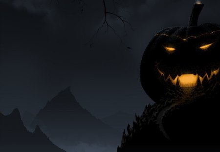 Black Halloween Pumpkin - black, fantasy, 2012, horror, halloween, dark