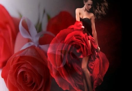 Red Rose Lady - rose, lady, red, model