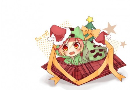 christmas with a creeper - anime, creeper, cute, nice, death