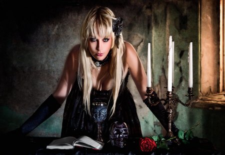 ~night of charm~ - goth, wine, lights, book