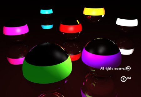 3D Glowing Spheres - reflections, glow, 3d, colors, spheres