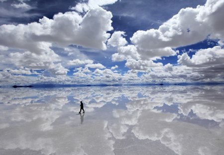 Reflections. - sky, cool, water, man