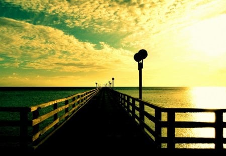 Pretty on the Pier - ocean, pier, sunset, pretty