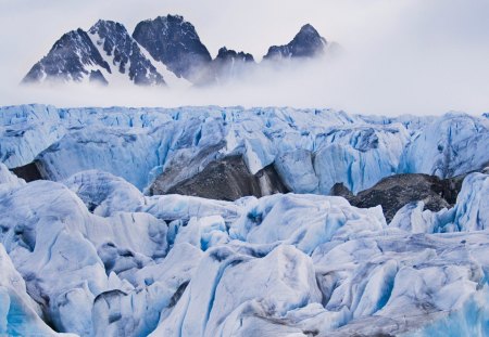 Glacier and Mountain - mountains, winter, glaciers, ice, nature