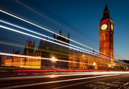 Big Ben - big ben, beautiful, london, night, architecture, lights, united kingdom, monuments, sky