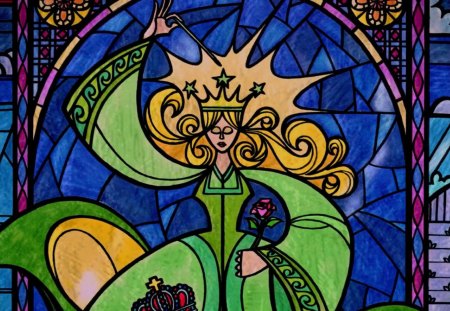 Close-up of the Enchantress - disney animation, beauty, stained glass, beast, enchantress