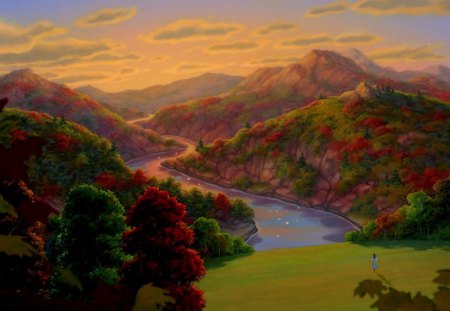 The hills are alive - animation, beauty, field, disney, beast