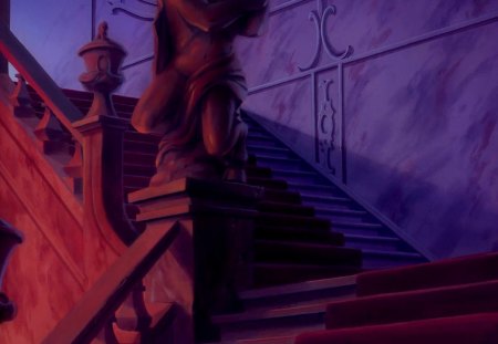 Stairs to the west wing - beauty, animation, beast, castle, disney, stairs