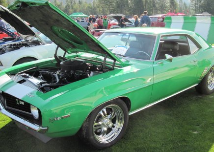 1969 Chevrolet Camaro - headlights, chevrolet, photography, tires, green, black