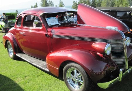 1937 Pontiac - black, tires, headlights, red, photography, Pontiac