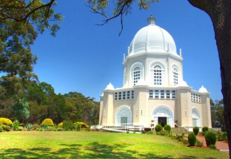 Temple - temple, white, grass, trees