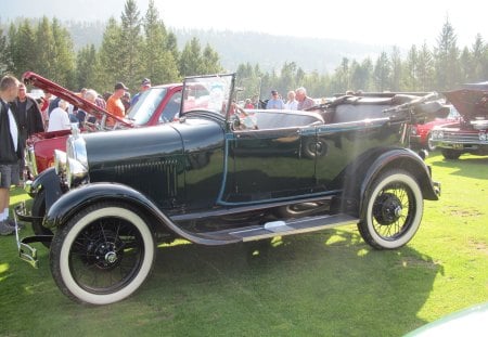 1931 Ford Model A  - black, Ford, headlights, photography, wire wheels