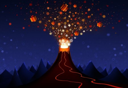 Eruption of Gifts - erupt, volcano, fantasy, gift