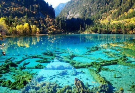 Crystalline Turquoise Lake - lake, clear, turquoise, china, nature, crystal