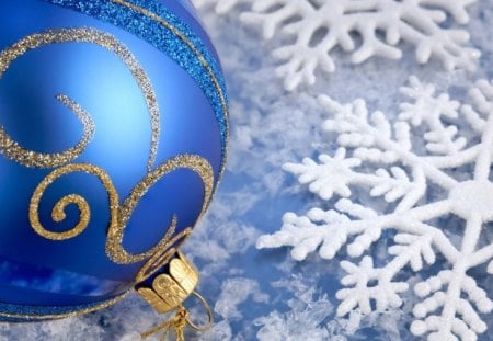 Festive Blueâ™¥ - white, love, snowflake, forever, blue, festive, ball, christmas