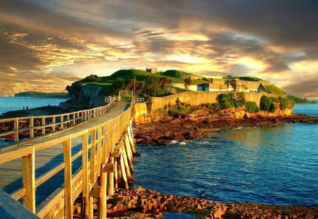 BARE ISLAND LA PEROUSE - water, wood, fort, bridge