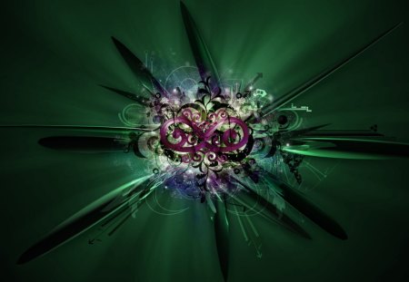 Feathers and Swirls (widescreen) - feathers, swirls, green