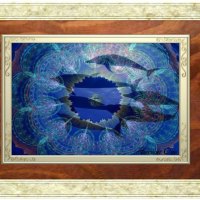 Framed Blue Dream Catcher Dolphins