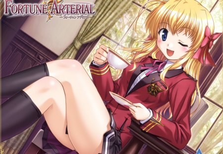 Erika - fortune arterial, smile, blonde, erika, anime