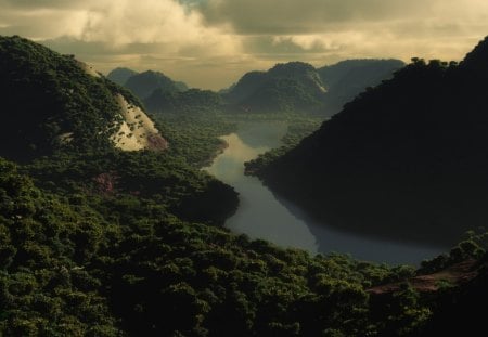 Mountain River - forest, river