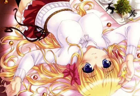 Erika - bed, fortune arterial, anime, blonde, erika